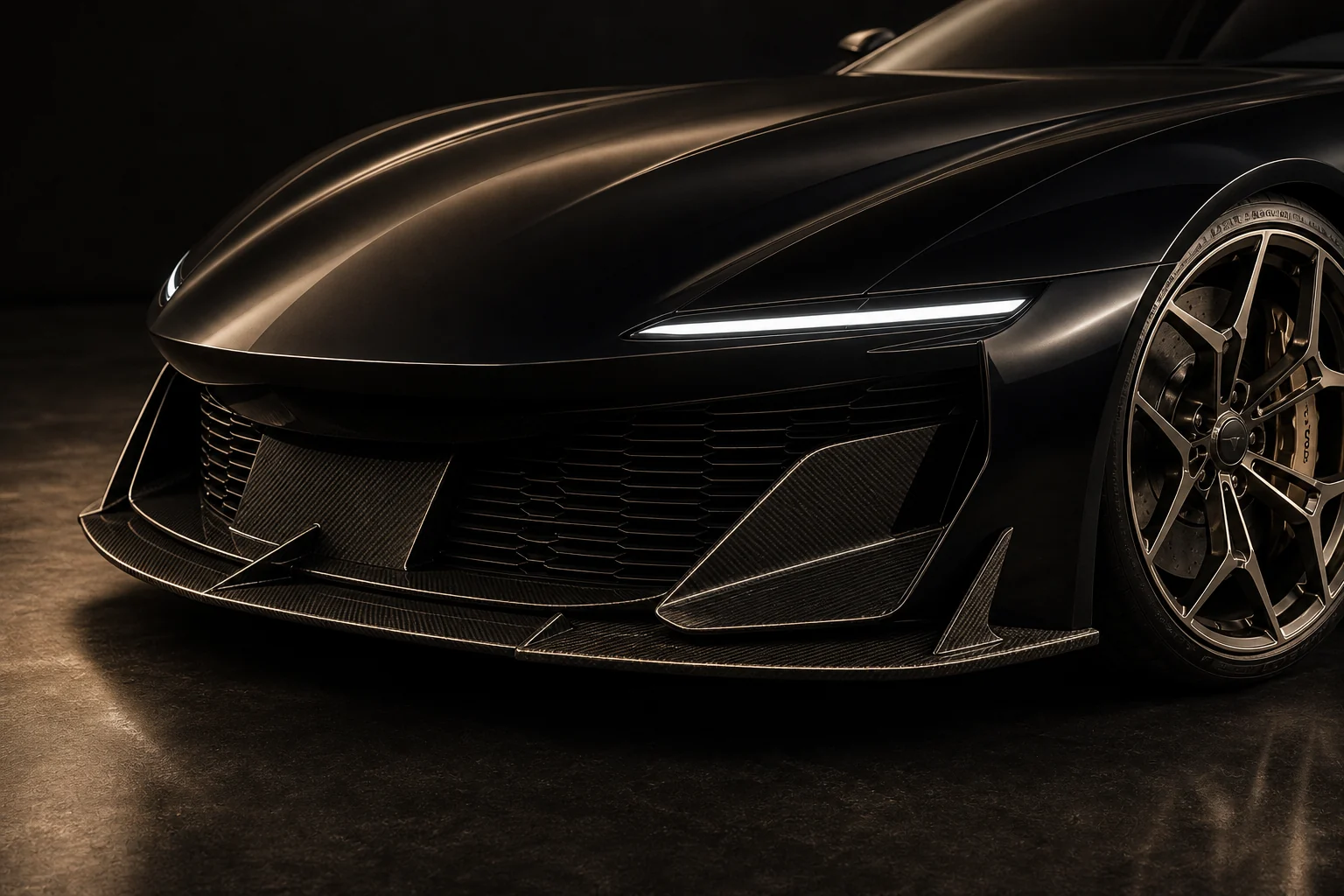 N-01 front splitter and carbon aerodynamic surfaces